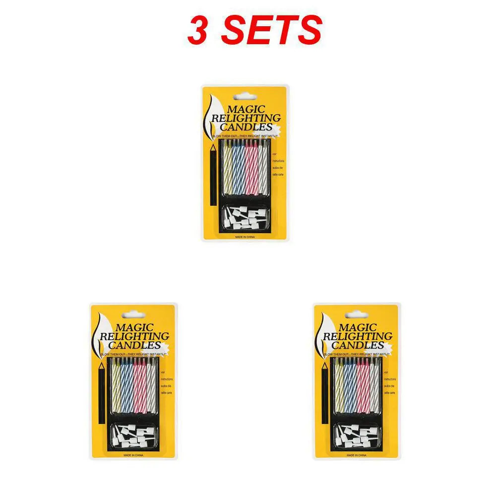 10Pcs Magic Relighting Birthday Candles Novelty Trick Candles For Birthday Party Fool's Day Christmas Celebration Prank Candles - Square Deal Me