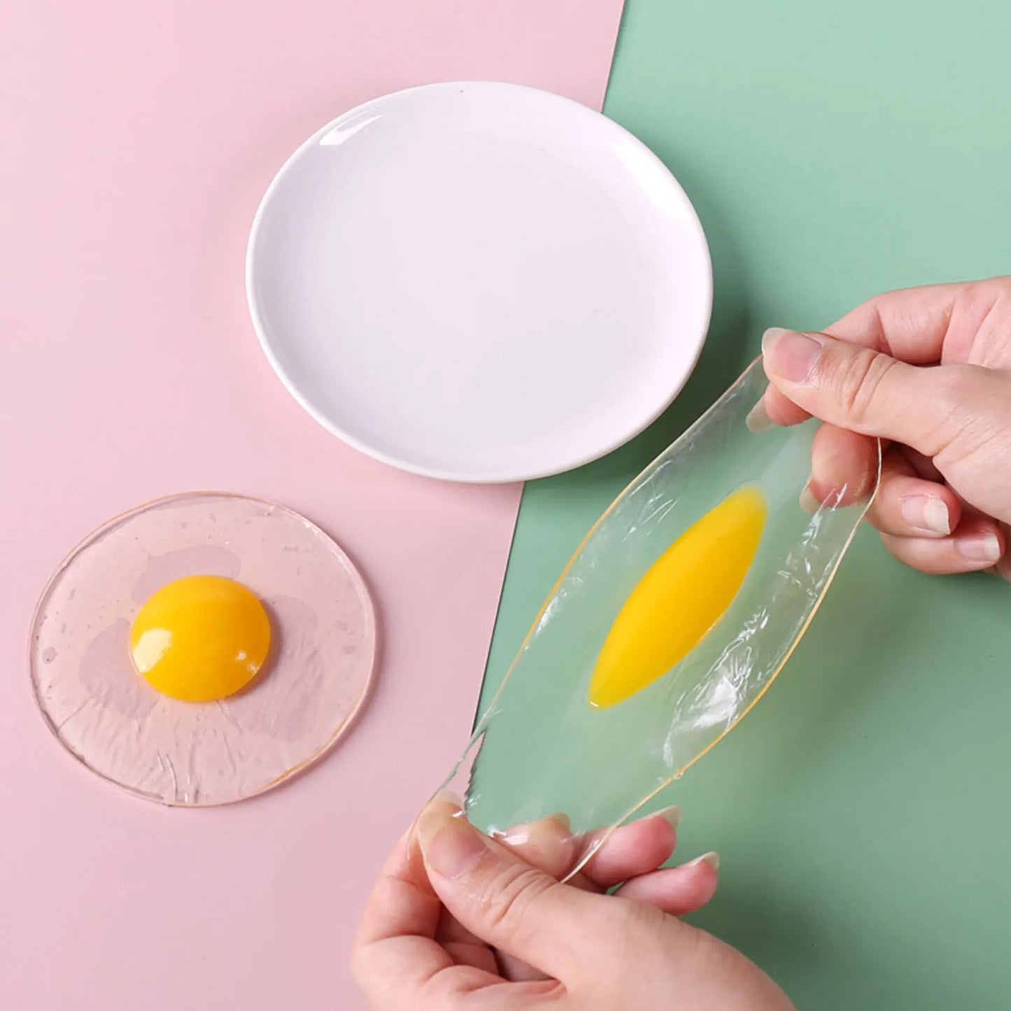 New Sticky TPR Rubber Eggs Squeeze Kitchen Food Toy Pretend Play Cooking Fried Egg Omelette Gags Joke Kids Relieve Stress Toys - Square Deal Me