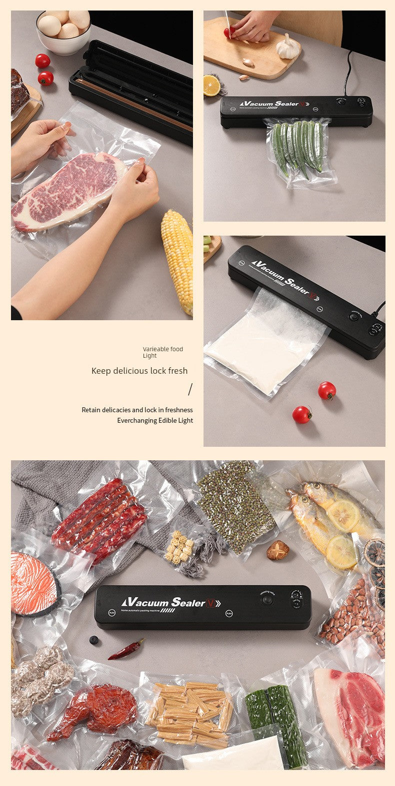 Vacuum Packaging Machine Small Household Sealing Machine Sealed Fresh-Keeping Vacuator Automatic Pressing Sealing Machine - Square Deal Me