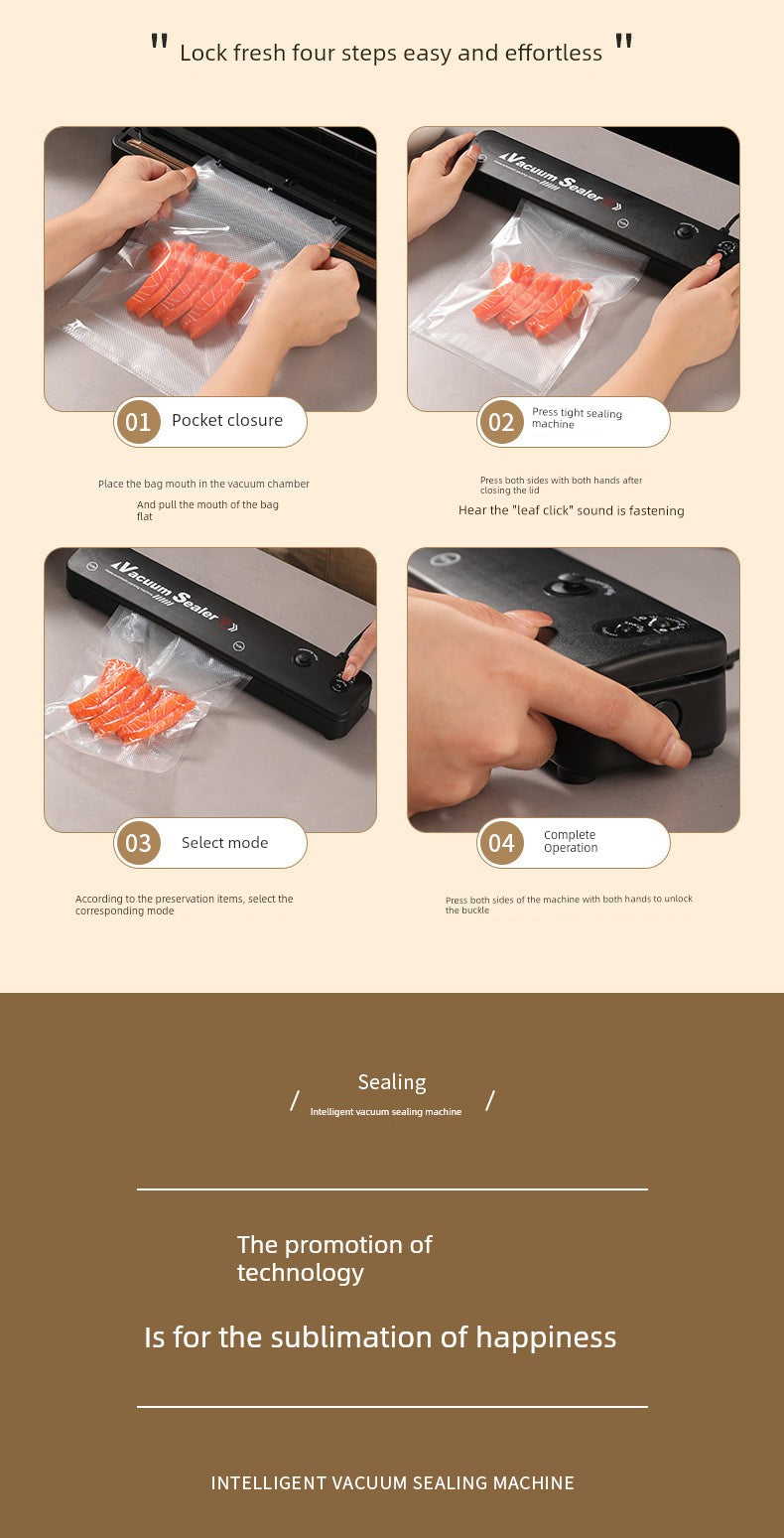 Vacuum Packaging Machine Small Household Sealing Machine Sealed Fresh-Keeping Vacuator Automatic Pressing Sealing Machine - Square Deal Me