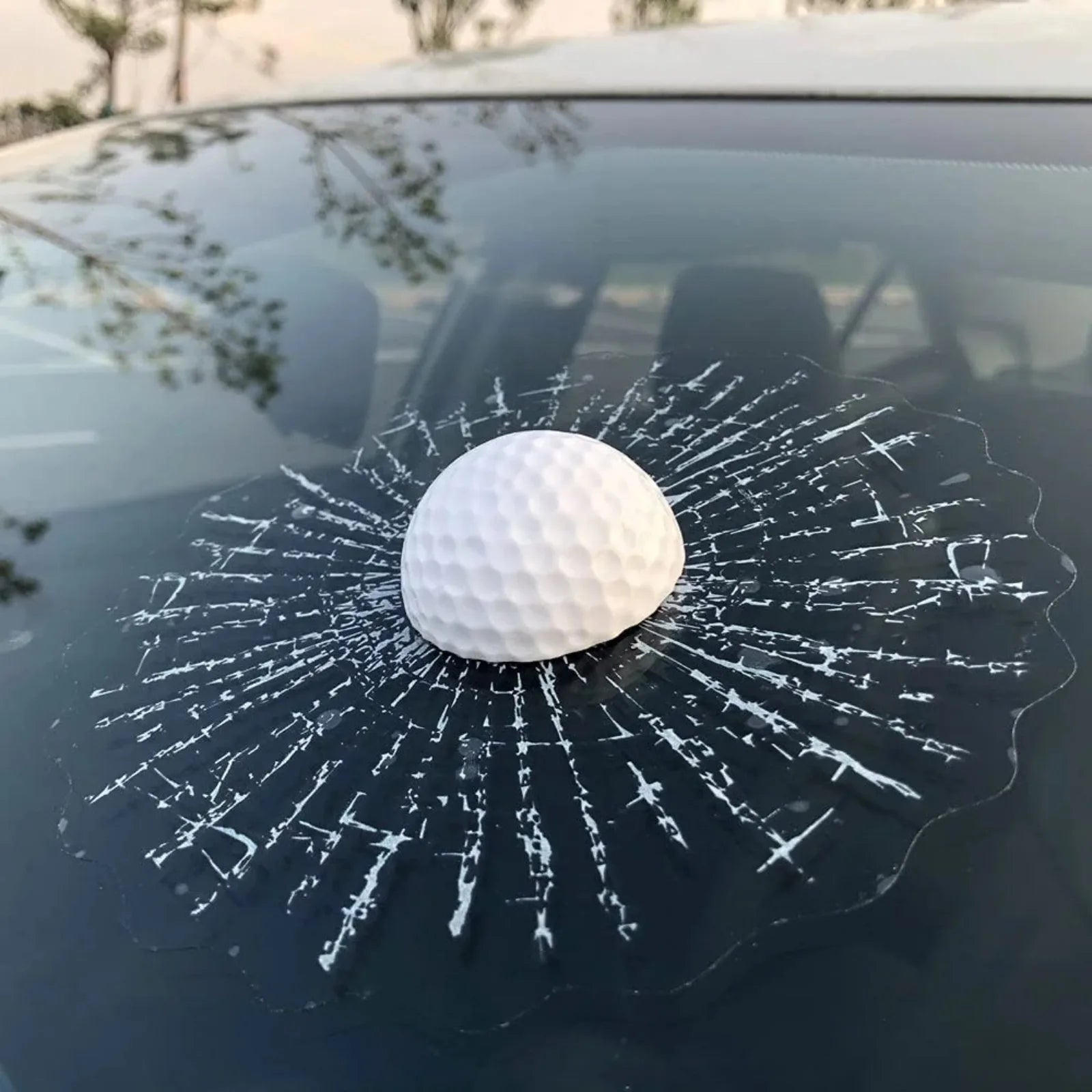 3D Simulation Golf/Baseball Break Glass Car Window Sticker Prank Tricky Creative Funny Auto Car Styling Ball Hits Cars Body - Square Deal Me