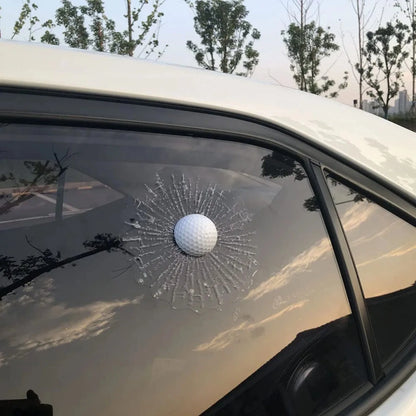 3D Simulation Golf/Baseball Break Glass Car Window Sticker Prank Tricky Creative Funny Auto Car Styling Ball Hits Cars Body - Square Deal Me