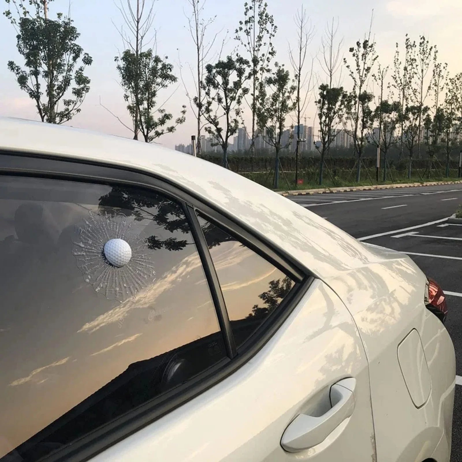 3D Simulation Golf/Baseball Break Glass Car Window Sticker Prank Tricky Creative Funny Auto Car Styling Ball Hits Cars Body - Square Deal Me