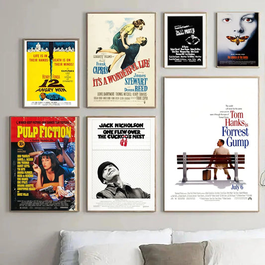 Classic Movie Poster Pulp Fiction Posters Canvas Painting The Godfather Wall Art Home Retro Pictures Living Room Decor No Frame - Square Deal Me