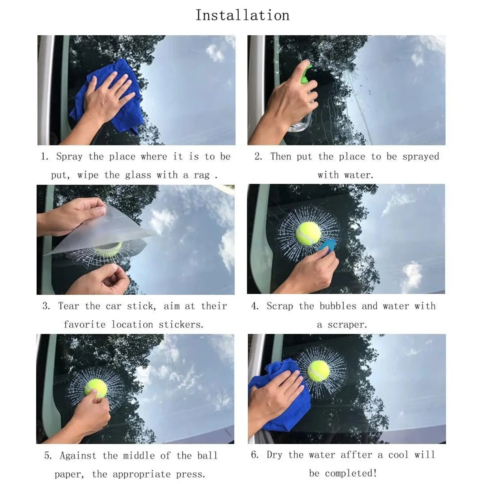 3D Simulation Golf/Baseball Break Glass Car Window Sticker Prank Tricky Creative Funny Auto Car Styling Ball Hits Cars Body - Square Deal Me