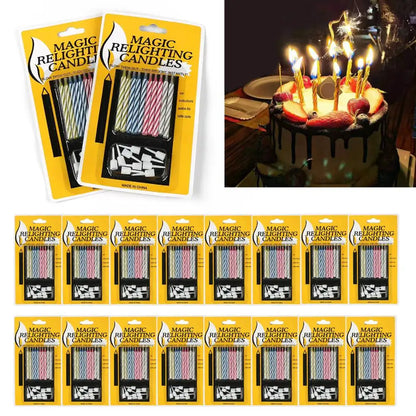 10Pcs Magic Relighting Birthday Candles Novelty Trick Candles For Birthday Party Fool's Day Christmas Celebration Prank Candles - Square Deal Me