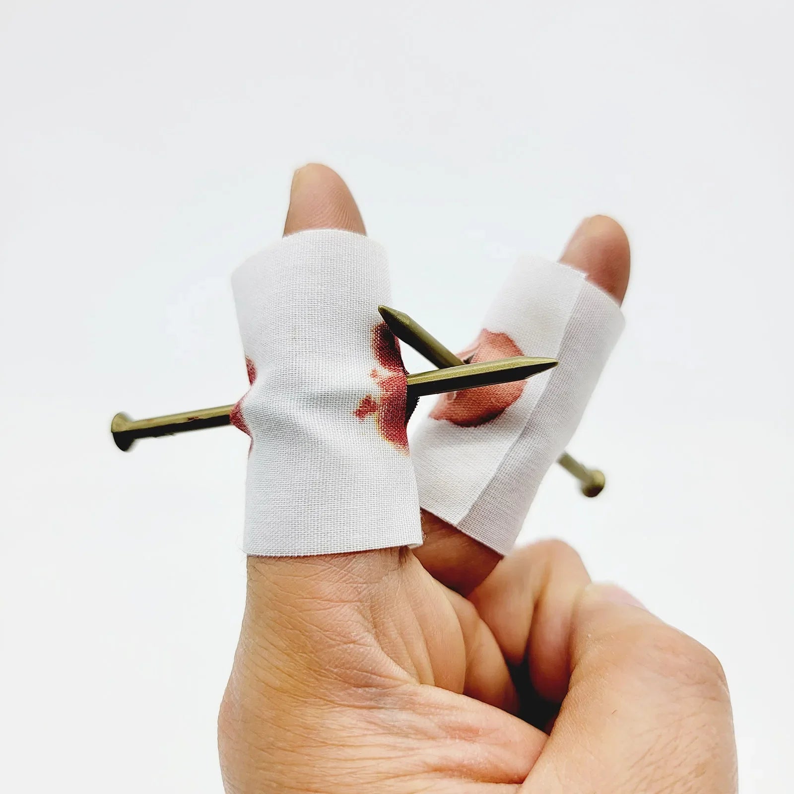 1PCS Fool Toys Blood Prank Magic Prop Joke Fake Nail Through Finger Magic Funny Gadgets Magic Trick toys - Square Deal Me