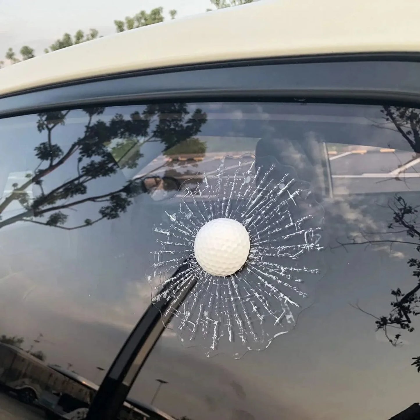 3D Simulation Golf/Baseball Break Glass Car Window Sticker Prank Tricky Creative Funny Auto Car Styling Ball Hits Cars Body - Square Deal Me