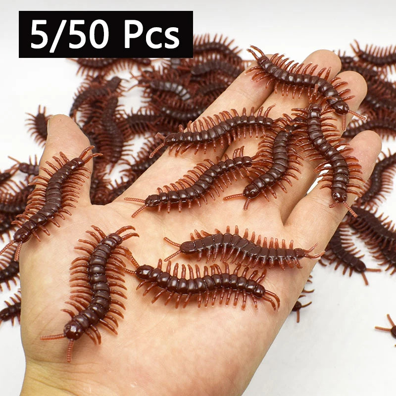 5-50Pcs Funny Cockroaches Joke Decoration Props Rubber Toy Gags Practical Jokes Toys Horrifying Simulation Plastic Centipede - Square Deal Me