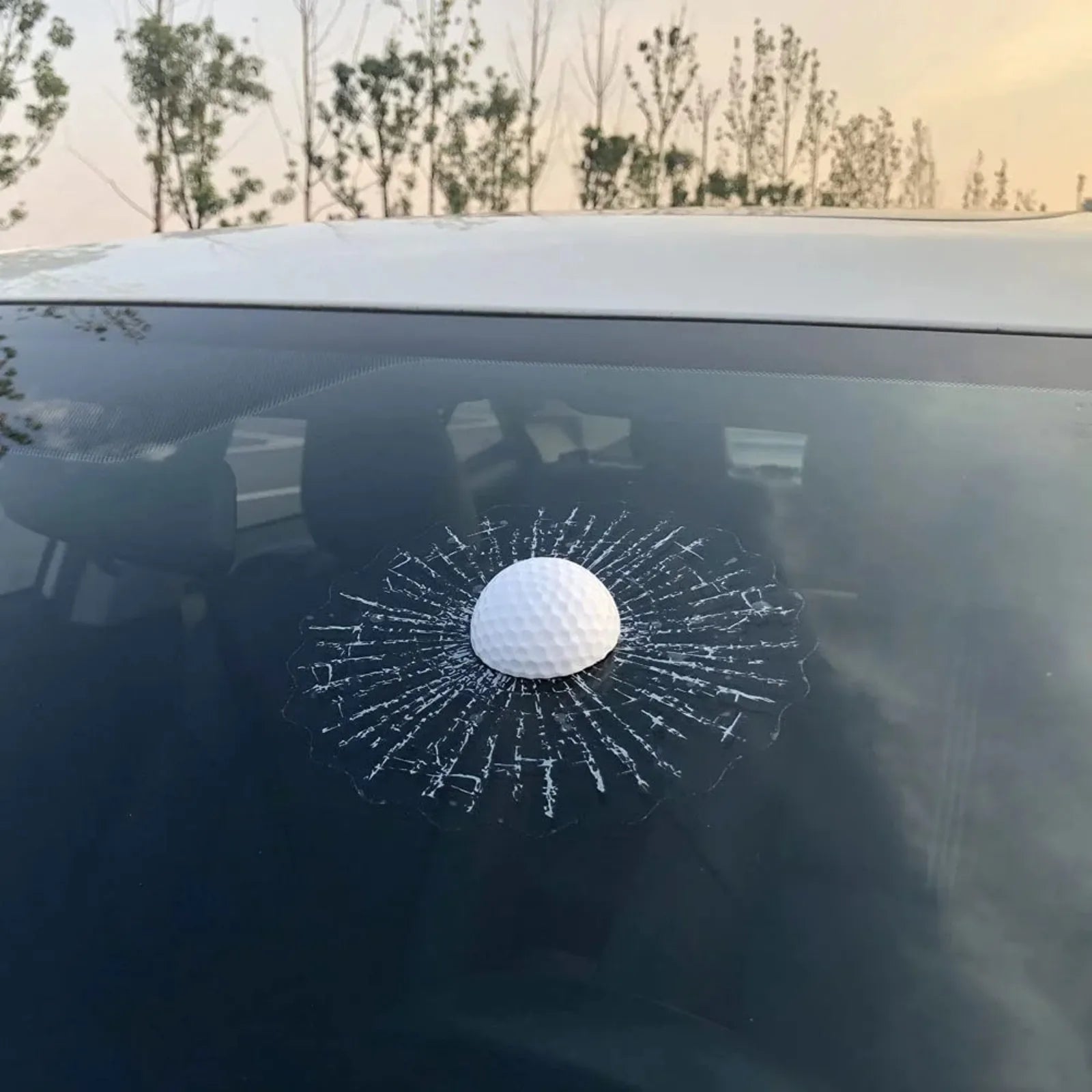3D Simulation Golf/Baseball Break Glass Car Window Sticker Prank Tricky Creative Funny Auto Car Styling Ball Hits Cars Body - Square Deal Me