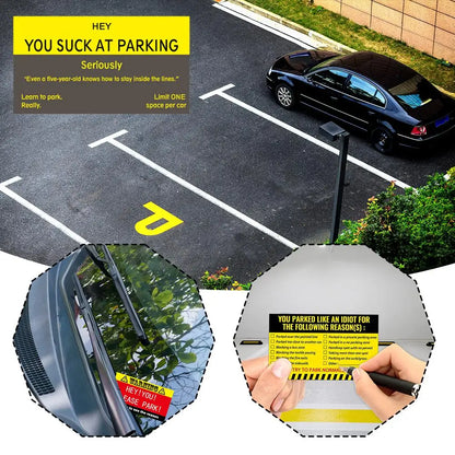 (Pack Of 50)Bad Parking Cards You Parked Like An Idiot Business Cards 3.54"x1.97" For Funny Parking Violation Prank Notice Gag - Square Deal Me