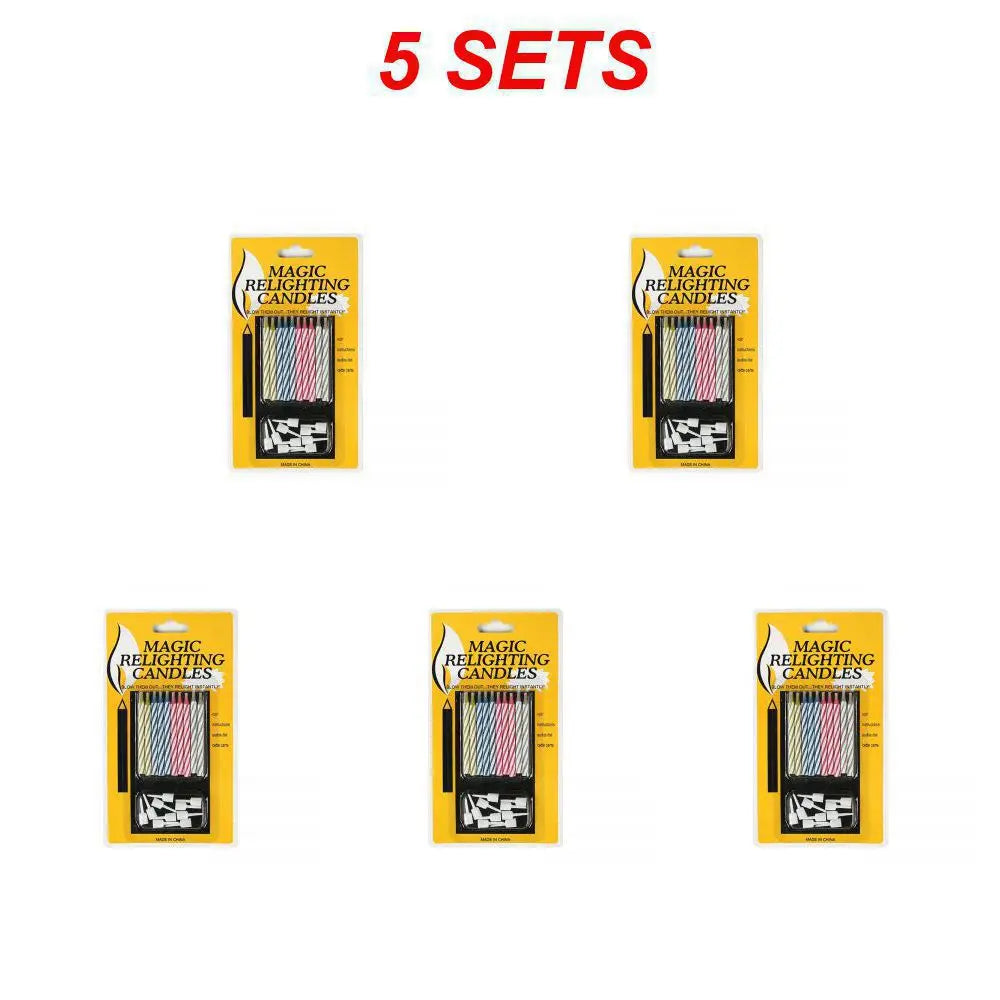 10Pcs Magic Relighting Birthday Candles Novelty Trick Candles For Birthday Party Fool's Day Christmas Celebration Prank Candles - Square Deal Me